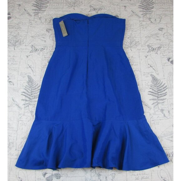 NEW Womens J. Crew Strapless Ruffle-hem cotton silk Dress in Faille Blue sz 6 P - Picture 6 of 8